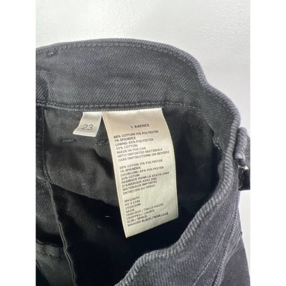 L'agence Sada Straight Leg High Rise Raw Hem Jeans Women's Black Size: 23 NWOT - Picture 7 of 9
